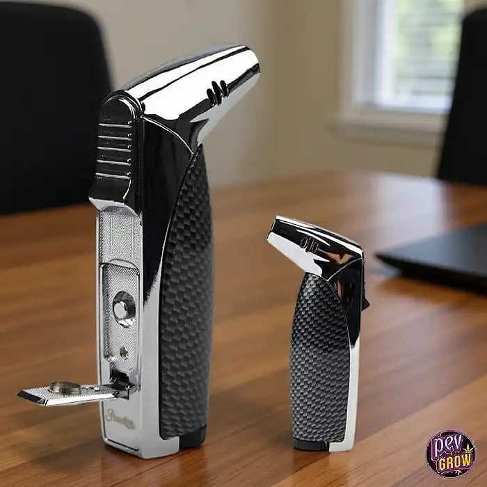 BriquetTurboJetPassatoreRioChrome/CarboneDoubleFlamme&Coupe-Cigare