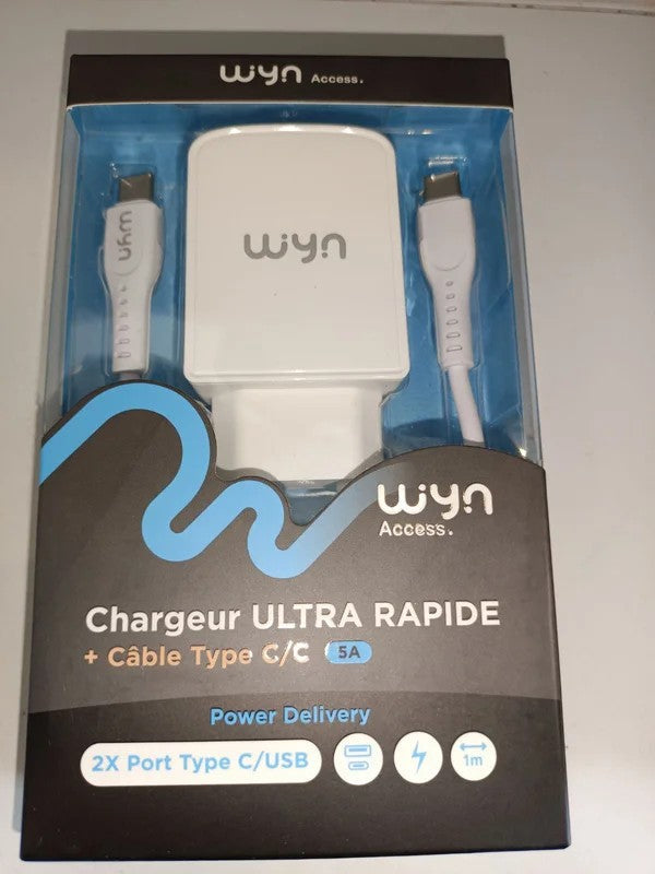 Chargeurultrarapide+cabletypeC/CWynaccess