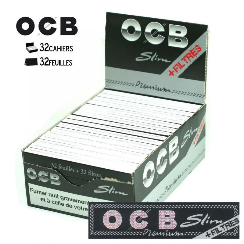 Boite32carnetsdefeuilleOCBnoirslim+tips(carton)