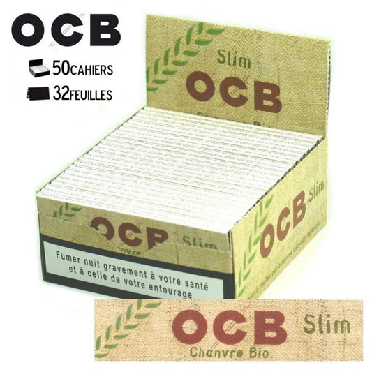 Boitede50paquetsdefeuillesslimOCBchanvrebio