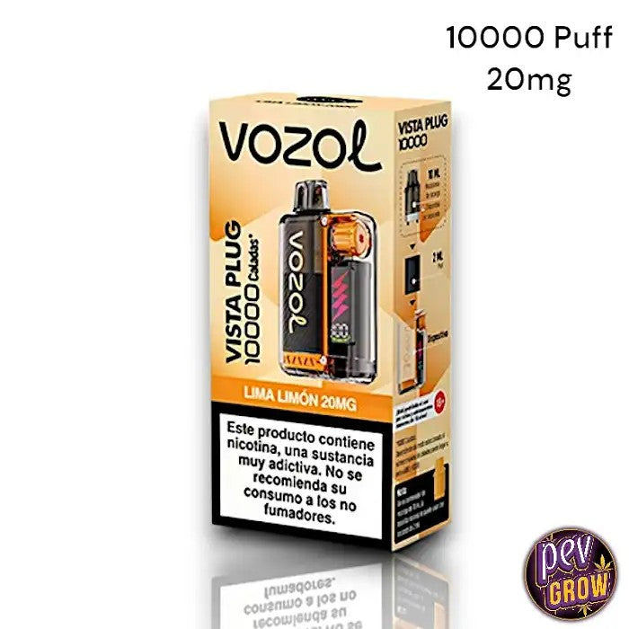 PuffrechargeabledecapsuleVozolVistaPlugKitStarter(2+10ml)10000Puffs20mgnicotinaLimaLimón