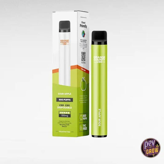PuffrechargeableOrangeCountyCBD3ml250CBD+250mgCBGSourApple(10pcs)