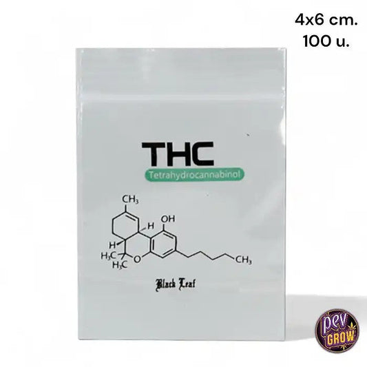 SachetsPlastiqueAutocollants4×6cmTHC(Pack100)