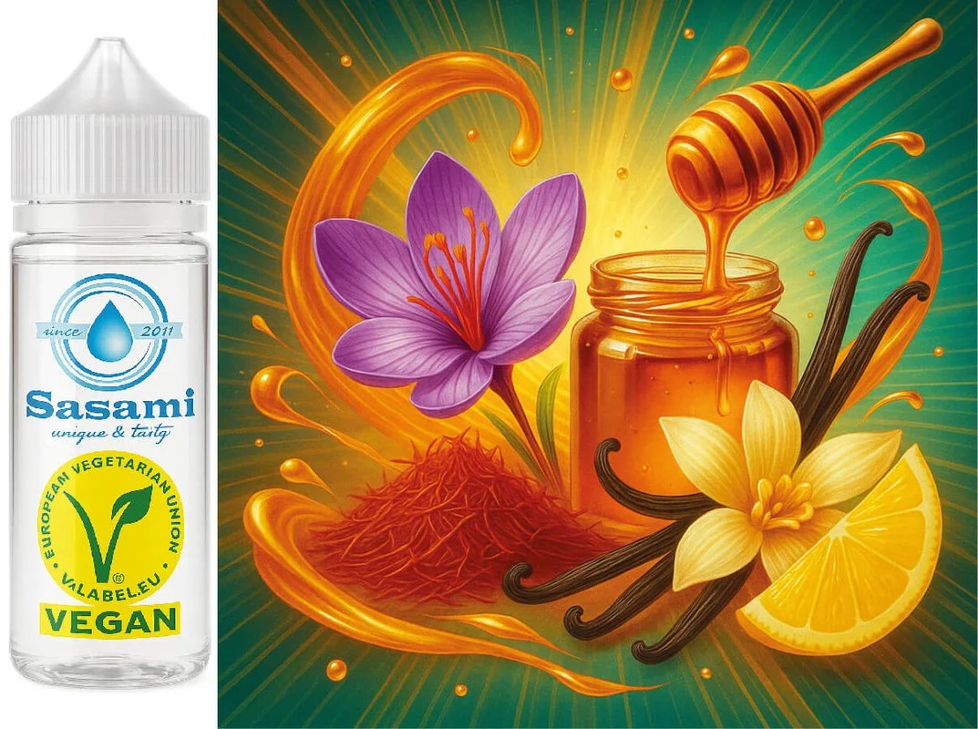 Saffron-HoneyWhisper–Safran,Honig,Vanille&ZitroneAromaKonzentrat–Vegan–Sasamiâ€?0ml