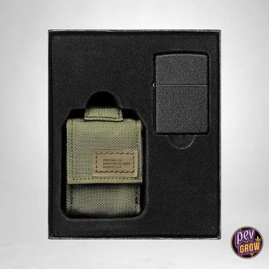 SetcadeauZippoavecsacNoirCrackleVert
