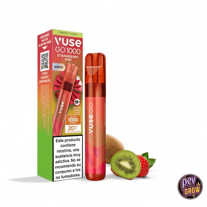 VuseGo1000PuffFraiseKiwi–CigaretteÉlectroniqueJetable·20mgNicotine
