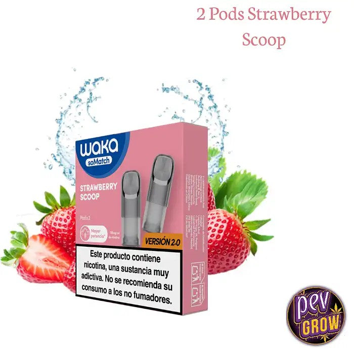 WakaStrawberryScoopPod–Cartouchede2ml,18mgdenicotine